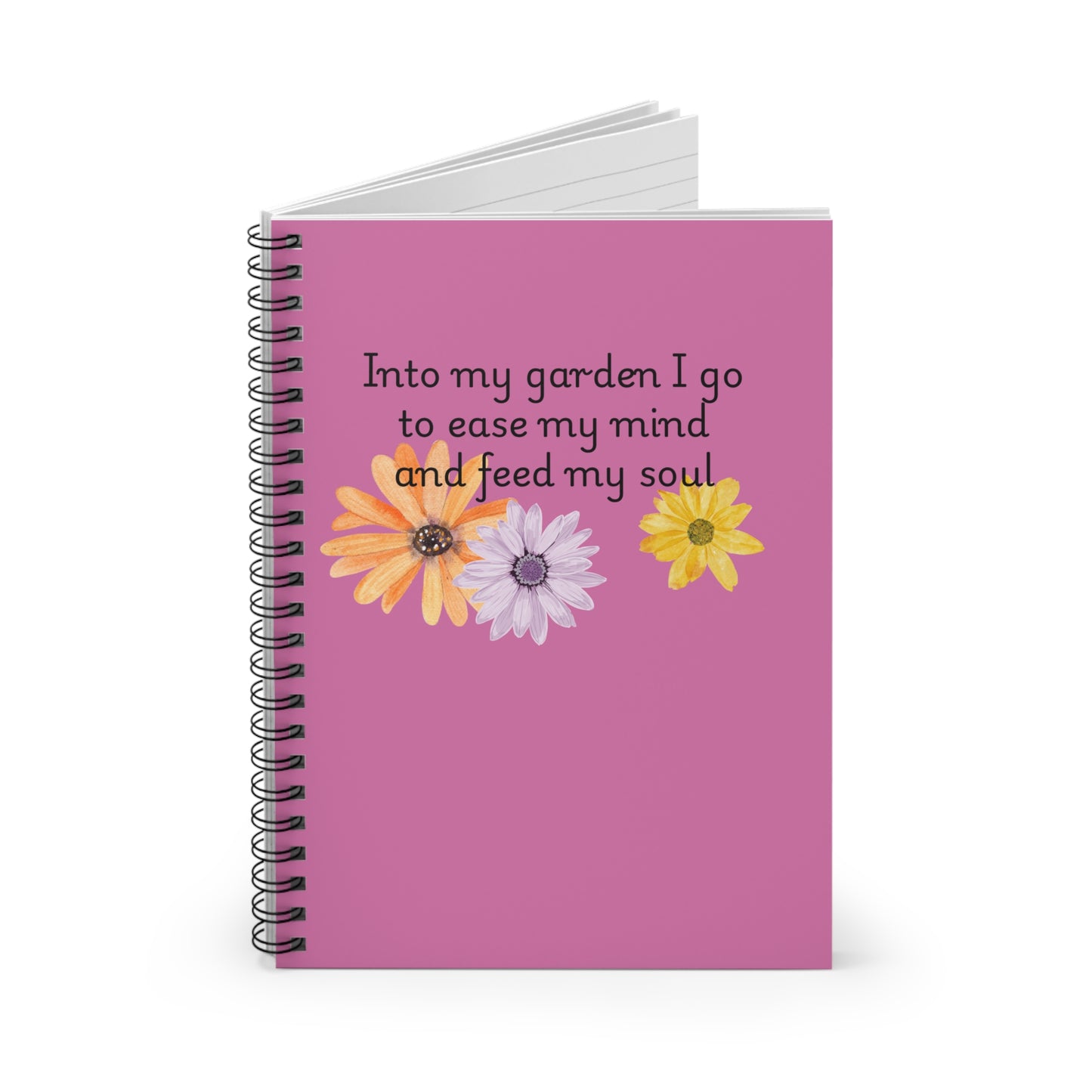 Floral Inspirational Spiral Notebook - "Into My Garden I Go"