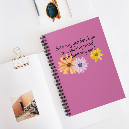 Floral Inspirational Spiral Notebook - "Into My Garden I Go"