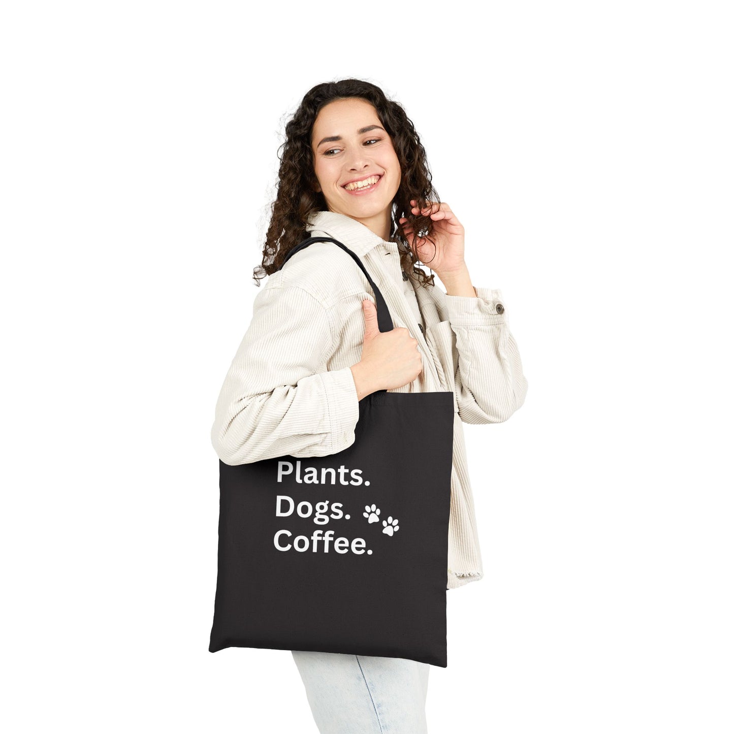 Plants, Dogs, Coffee  -  Cotton Canvas Tote Bag