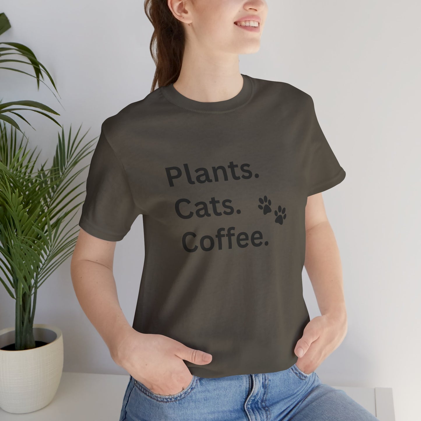 Plants,Cats and Coffee - Unisex T-Shirt